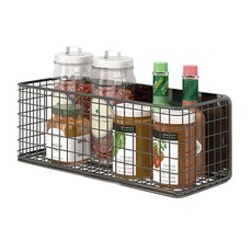 磁吸網格置物架，廚房冰箱收納架，免打孔調味罐置物籃，多功能壁掛收納, 黑, 1個