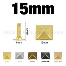 금속 피라미드 캡 리벳 사각형 스터드 가죽 공예 가방 벨트 의류 신발 액세서리 6-12mm 100 세트, 15mm, [06] 80pcs Mix 4 Colors