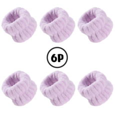 하루생활 극세사 세안 손목밴드 세면밴드 클렌징 물흘러내림 방지, 6개, 보라