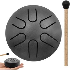 에테리얼 드럼 3인치 6톤 포켓 강철 혀 탬버린 타악기 정교한 음악 선물 검은색, black, 1개