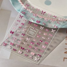 키라데이 미니 진주 리본 네일스티커, 1개, 소프트핑크