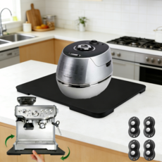 밥솥 슬라이딩 트레이 360도 회전이동식 소형가전 선반 받침대, 1개, 블랙