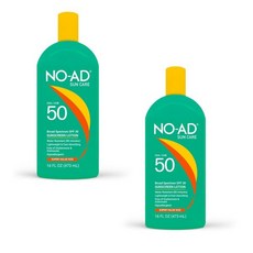 NO-AD SPF 50 선크림 로션 | 저자극성 광범위한 스펙트럼 UVA/UVB 보호 방수 옥시녹세이트 & 옥시벤존 프리 보습 비타민 E 및 알로에 16온스 포함 2팩, NO-AD SPF 50 선크림 로션 | 저자극성 광범위