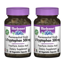 Bluebonnet 左旋色胺酸 500mg植物膠囊 無麩質, 60顆, 2罐