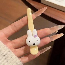 粉色格子可愛hellokitty髮夾女蝴蝶結少女心劉海一字夾鴨嘴夾頭飾1558D米菲兔鴨嘴夾-紫色鈕釦默認顏色