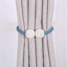 강자성 굵은 끈 강력 자석 커튼 버클 스트랩 멀티 스트랩 고급스럽고 심플한 커튼 액세서리, 그레이블루[절묘한빅펄], 3~6(강한자기두꺼운로프), 1개