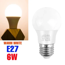 20W LED 전구 E27/E26 천장등 E14 샹들리에 AC220V 가정용 침실 에너지 절약 부드러운 조명 차가운/따뜻한, 04 E27 6W Warm White
