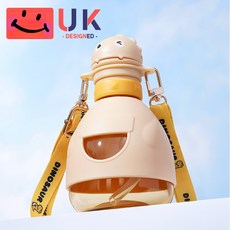 兒童防嗆水瓶蓋 吸管蓋 轉換吸管 瓶蓋轉接頭 寶寶新款簡約時尚瓶蓋吸管轉接頭 通用喝水神器 水瓶轉換嘴頭帽 礦泉水吸管蓋, 赫普納黃龍【二合一】-250ml+背帶, 1個