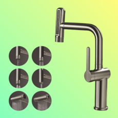 (25년 신형) 디딤돌 6WAY 폭포 폭포수 와이드 주방 싱크대 수전, 1개