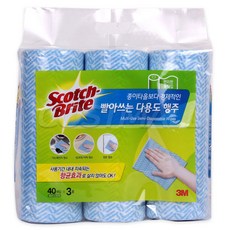 3M 스카치 빨아쓰는 다용도 행주 40매 x 3롤 / 타올, 3개