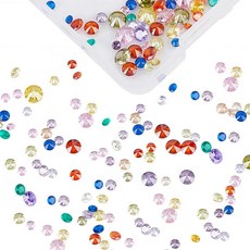 Beebeecraft 200피스 4가지 사이즈 큐빅 지르코니아 스톤 루즈 2.5/3/4/5mm CZ 라인스톤 포인트 백 원석 패싯 다이아몬드 카보숑 주얼리 제작용 네일 아트 D, B2E(넓음)b2E(넓음)craft 200피스 4가지