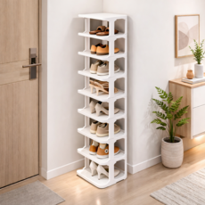 틈새신발장 신발장정리대 조립식 틈새 슬림 원룸 자취방 현관정리 세로형, 1개, 화이트