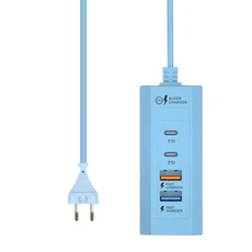 USB 충전기 스테이션 멀티 포트 익스텐더 유형 C iPhone 용 고속 확장 Samsung Xiaomi 벽 어댑터 전원 소, 02 EU Blue