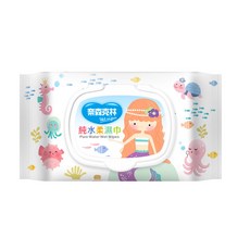 奈森克林 水滴將 純水柔濕巾，純水配方，溫和不刺激，寶寶適用，加大加厚, 1個, 夢幻人魚純水柔濕巾30抽