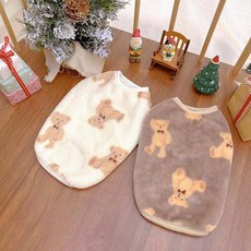 펫먼트 강아지 고양이 곰돌이 조끼 실내복 올인원 조끼, 1개, 브라운 (조끼)