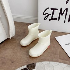 中筒百搭休閒雨鞋 防滑耐磨時尚雨靴 保暖外穿水靴套鞋, 米白色,37, 37