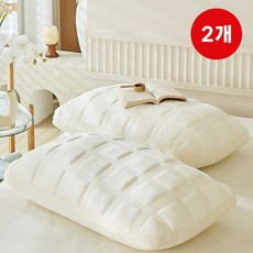 솜느 모던그리드 사계절 숙면 베개, 2개, 아이보리