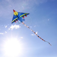 888玩具 888便利購 小戰鬥機造型風箏(150米輪盤線) 飛機風箏 戰鬥機風箏 造型風箏, 1個, 全配組(附輪盤集線器+150米線),藍色