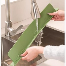 샐번홈 주방 싱크대 실리콘 물받이 물튐방지 가드 물막이 2개세트, 2개, 그린