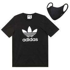 adidas 愛迪達 經典三葉草短袖T恤 H06642+運動時尚口罩