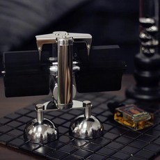 탁상시계 감성 소품 자동으로페이지넘기는시계, 8inch, 쌍발 금속 반짝이는 블랙 배터리포함