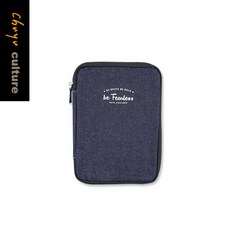 珠友 SC-05033【限定版】A6/50K牛仔布拉鍊包書衣 多功能書套, 01藍, 1個