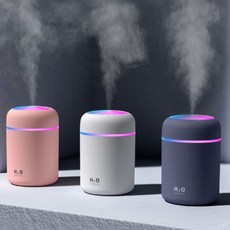 컬러풀 레인보우 LED 무드등 가습기 원클릭 분사모드 사무실 카페 차량용, 핑크, 컬러풀 레인보우가습기_핑크