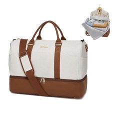 Seyfocnia 여행용 컨버터블 의류 더플백 투인원 위켄더 백 여성용 걸이식 슈트케이스 신발 수납 공간 휴대용 수트 더플 베이지