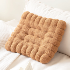 Zebeer 프리미엄 뽀글이 귀요미 순색 방석 허리쿠션, 사각형, 브라운