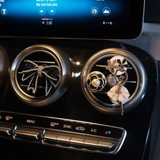 테디베어 차량용 디퓨저클립 럭셔리 데코 에어컨 DIY 선물 고급 실내 자동차 향수 방향제, C. 블랙다이아몬드 리본+블랙카멜리아 세트