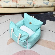 애견 카시트 강아지 차량 안전 벨트 방석 보조석 쿠션, Z. 방수 분리 세탁 가능 연하늘색 중형 50x45x3