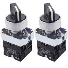 TWTADE 2Pcs 22mm 셀렉터 스위치 2 NO 3 - 위치 순간 회전 440V 10A XB2-20X33-HB2-BD53, Latching-2