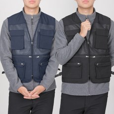 <스타일랑> (1+1) (~120 사이즈까지 리얼 빅사이즈) 남성 만능 메쉬 조끼 / 포켓 그물 망사 등산 아웃도어 스포츠 작업복 낚시 빅사이즈 조끼