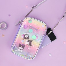 MY MELODY Sanrio Kuromi Rainbow Pearl Bling 手機包全息亮片斜挎包兒童包