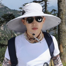 챙이 큰 야외 차양모 자외선 차단 태양모 골프모 낚시모자 등산모자 작업모 챙모자 남여공용, 그레이