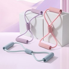8자 탄력 밴드 가정용 홈피트 미끄럼방지 손잡이 팔 등 힙 라인 관리 운동기구, 1개, 분홍색