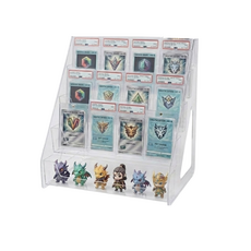 DEI DOW 四層卡牌展示架 透明階梯式卡片收納展示架 公仔盲盒展示架, 透明四層展示架, 1套