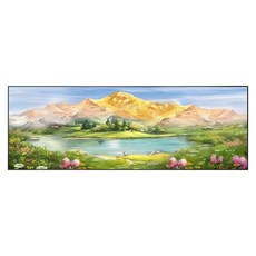 보석십자수 패브릭형 햇살 풍수지리 황금빛 가득한 산, 1개, 100x45cm