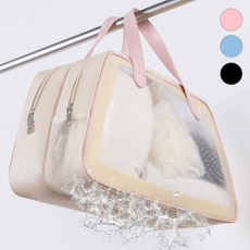 물놀이 2단 메쉬 가방 배수 드레인 파우치 방수 비치백 사우나 샤워백 수영 수납 파우치, 블루