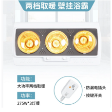 Quye 壁掛式浴室暖風機 雙燈兩檔取暖 節省空間, （110V）OP-D-301（帶漏保）水晶燈泡
