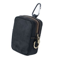 PU皮腰包 附掛鉤 中性零錢包/菸包 適合外出旅行收納, 1個, 黑色（瘋馬皮）