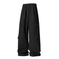 남성 바지 아웃도어 스트레이트 캐주얼 가을 와이드 OP3, 3XL, 1. 검은 색