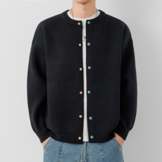모몰라티 남녀공용 남자 가디건 라운드넥 스웨터 간절기