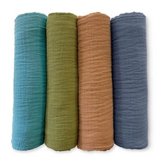 SwaddleDesigns 면 모슬린 포대기 담요 4개 세트 남아 및 여아용 속싸개 최고의 샤워 선물 116.8 x 116.8cm46 46인치 핑크 플로럴 163843, Wind & River