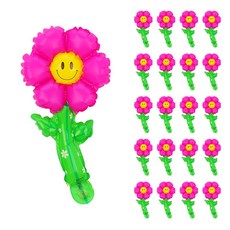파티짱 스마일 데이지 꽃 송이 세트 20개입 스틱 막대 풍선, 1개, 푸치샤(20개입)