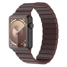 워치 스트랩 풀커버 시계줄 호환 Apple Watch 가죽 밴드 38mm 40mm 41mm 42mm 44mm 45mm 49mm 남성용 iWatch 울트라 시리즈 SE 9 8 7, 초콜릿