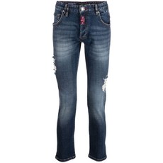 필립플레인 다크 워싱 로고 장식 진