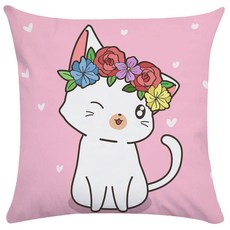 북유럽 고양이 도파민 카툰 일러스트 양면소파쿠션 솜포함 행운 행복 가정화목 기운상승 복 기원 탈부착 세탁가능 포근 촉감 홈데코 거실 민박 차량 사무실 허리지지 집들이 선물용, 40 x 40CM (솜포함 양면쿠션), 외국 북유럽 고양이-8