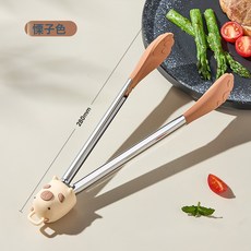 DFMEI 萌趣牛排夾食品級不鏽鋼食物夾, 1個, 栗子色:如圖