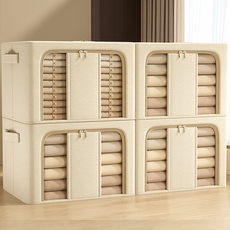 라온프리 대용량 접이식 와이어 리빙박스, 라이트 카키, 4개